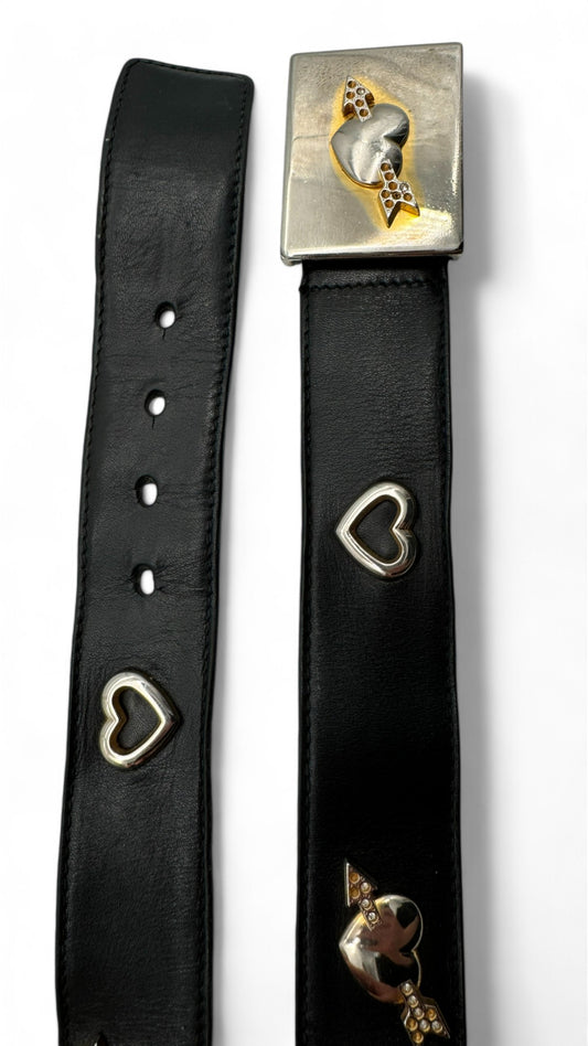 Vintage Escade Gürtel 80s "Herzen" Made In West Germany Schwarz