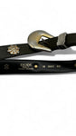 Vintage Escada Gürtel 80s Solid Brass Made In West Germany Leder Schwarz Silber 38