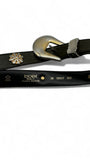 Vintage Escada Gürtel 80s Solid Brass Made In West Germany Leder Schwarz Silber 38