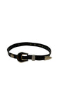 Vintage Escada Gürtel 80s Solid Brass Made In West Germany Leder Schwarz Silber 38