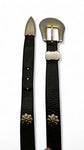 Vintage Escada Gürtel 80s Solid Brass Made In West Germany Leder Schwarz Silber 38