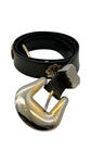 Vintage Escada Gürtel 80s Solid Brass Made In West Germany Leder Schwarz Silber 38