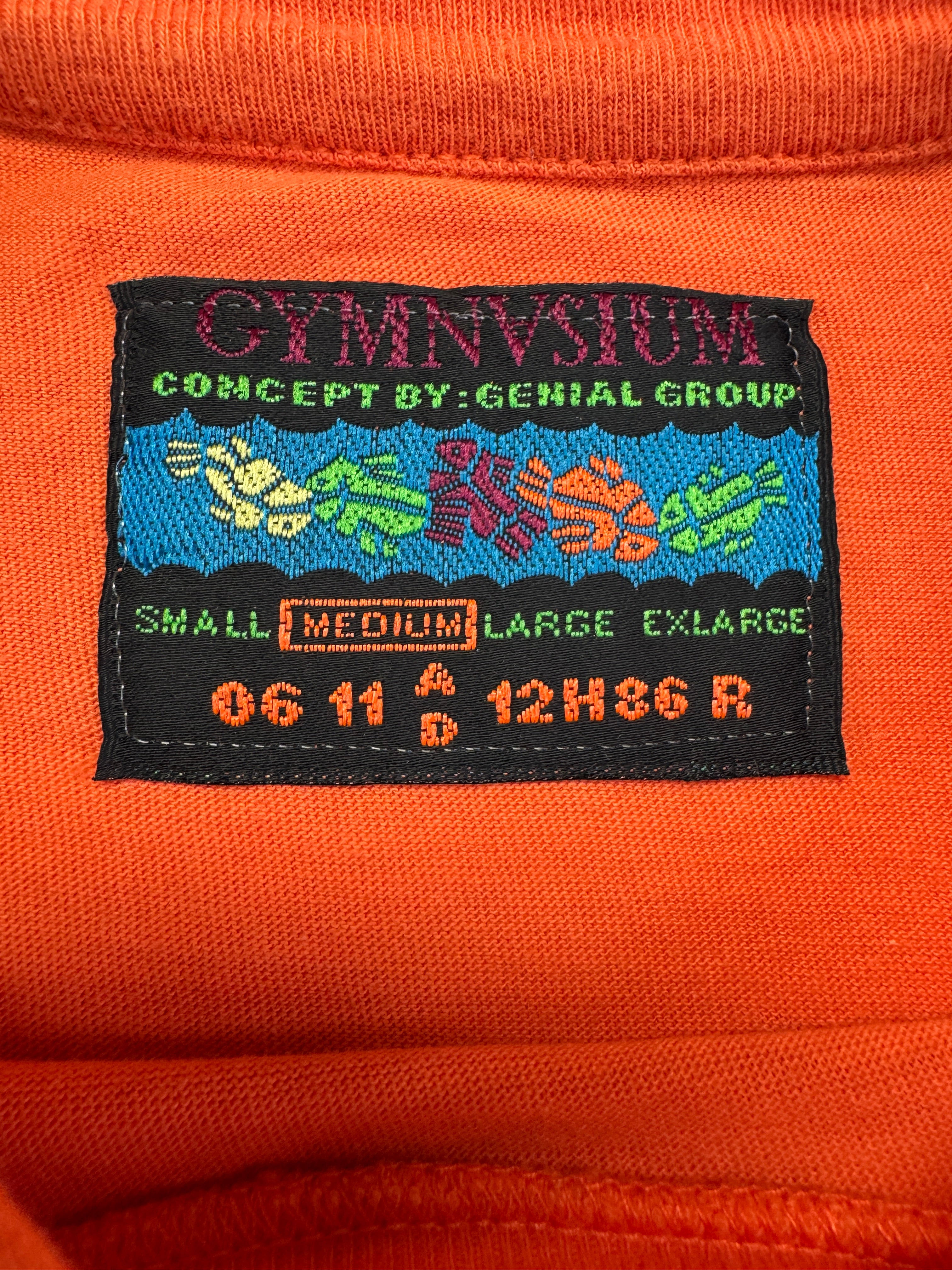 Vintage Gymnasium Shirt 90s "Querido Amor" Photo Print Orange M