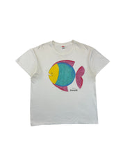 Vintage Hanes Shirt 80s Regenbogenfisch "Bonaire" Single Stitch Made In USA Weiß L-XL