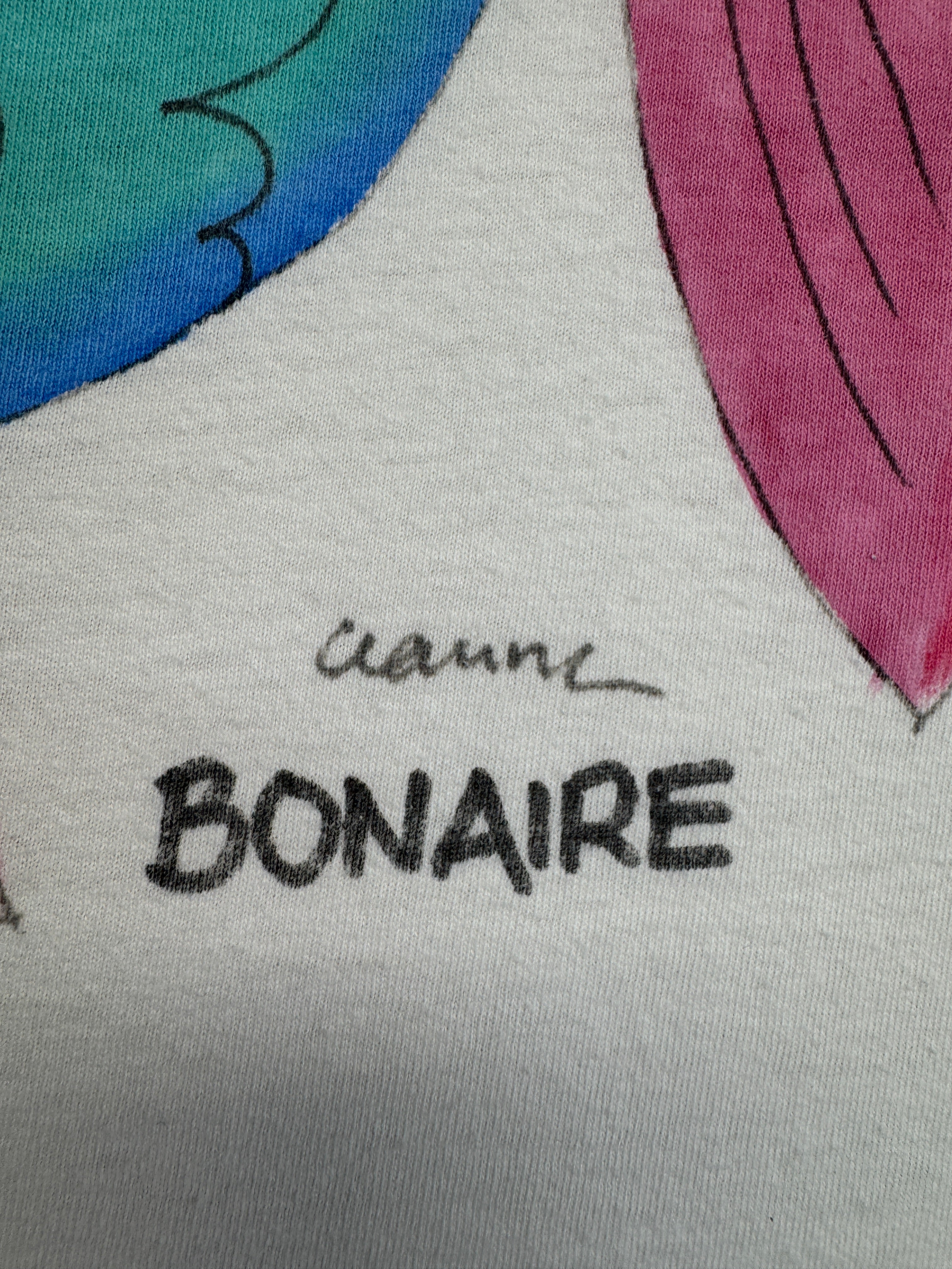 Vintage Hanes Shirt 80s Regenbogenfisch "Bonaire" Single Stitch Made In USA Weiß L-XL