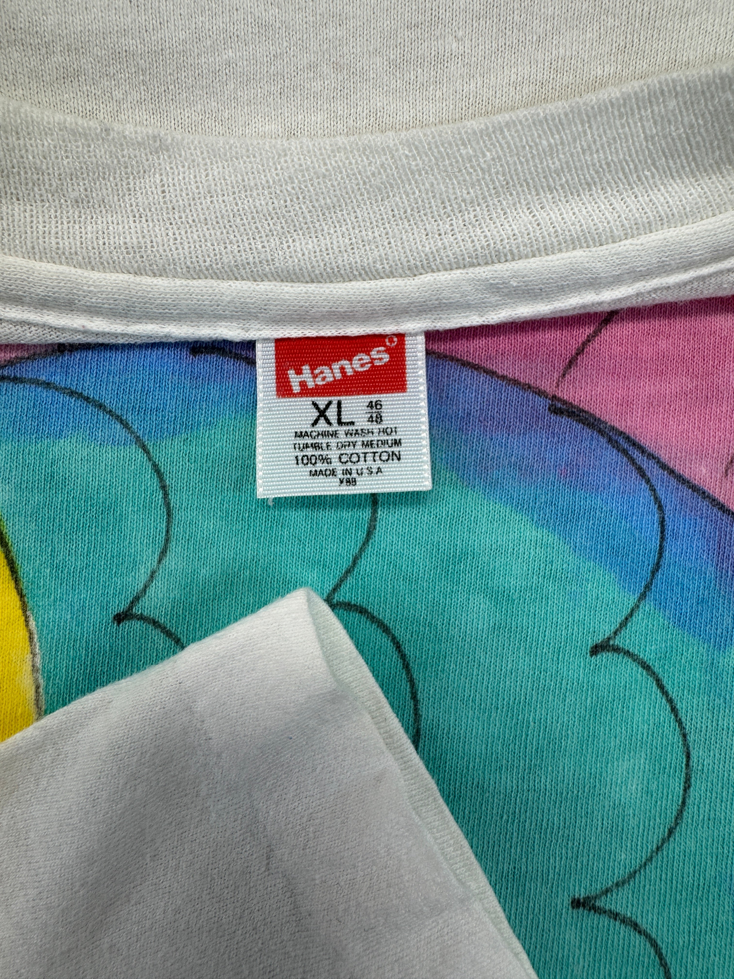 Vintage Hanes Shirt 80s Regenbogenfisch "Bonaire" Single Stitch Made In USA Weiß L-XL