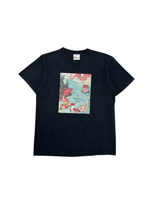 Vintage Shirt 90s Utagawa Kuniyoshi Koi Fish Japan Tokyo National Museum Schwarz M