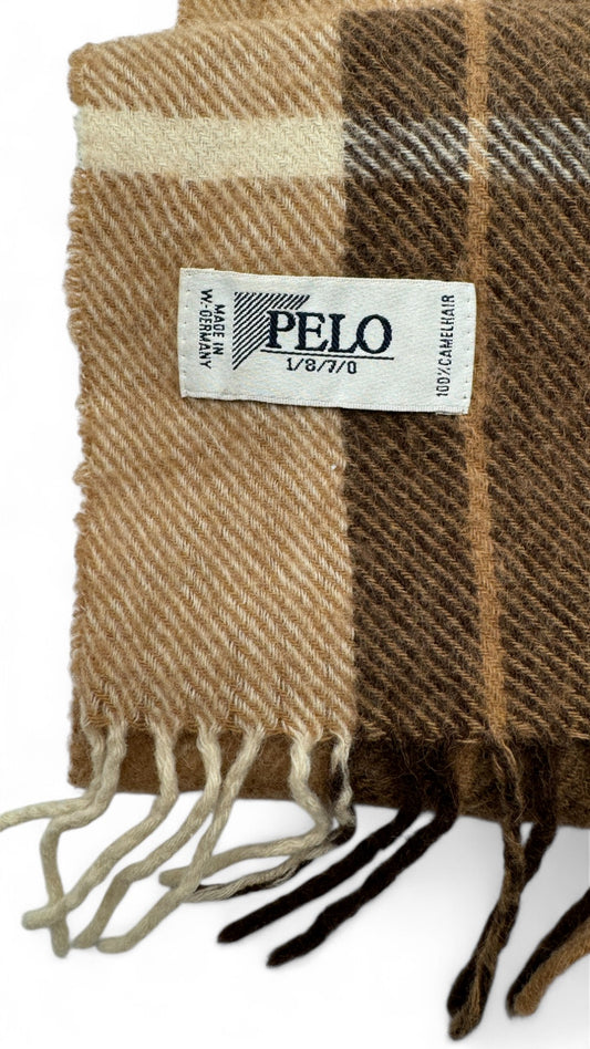 Vintage Pelo Schal 80s Kaschmir Made In West-Germany Kariert Braun