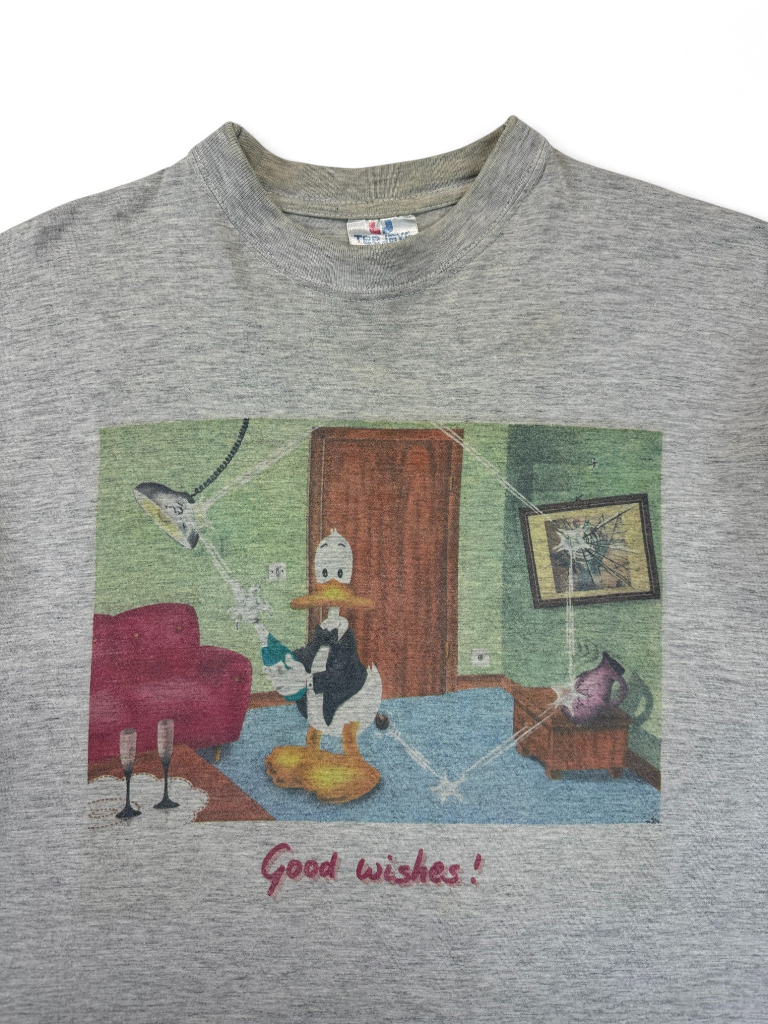Vintage TeeJays Shirt 90s Bedard "Good Wishes!" Grau L