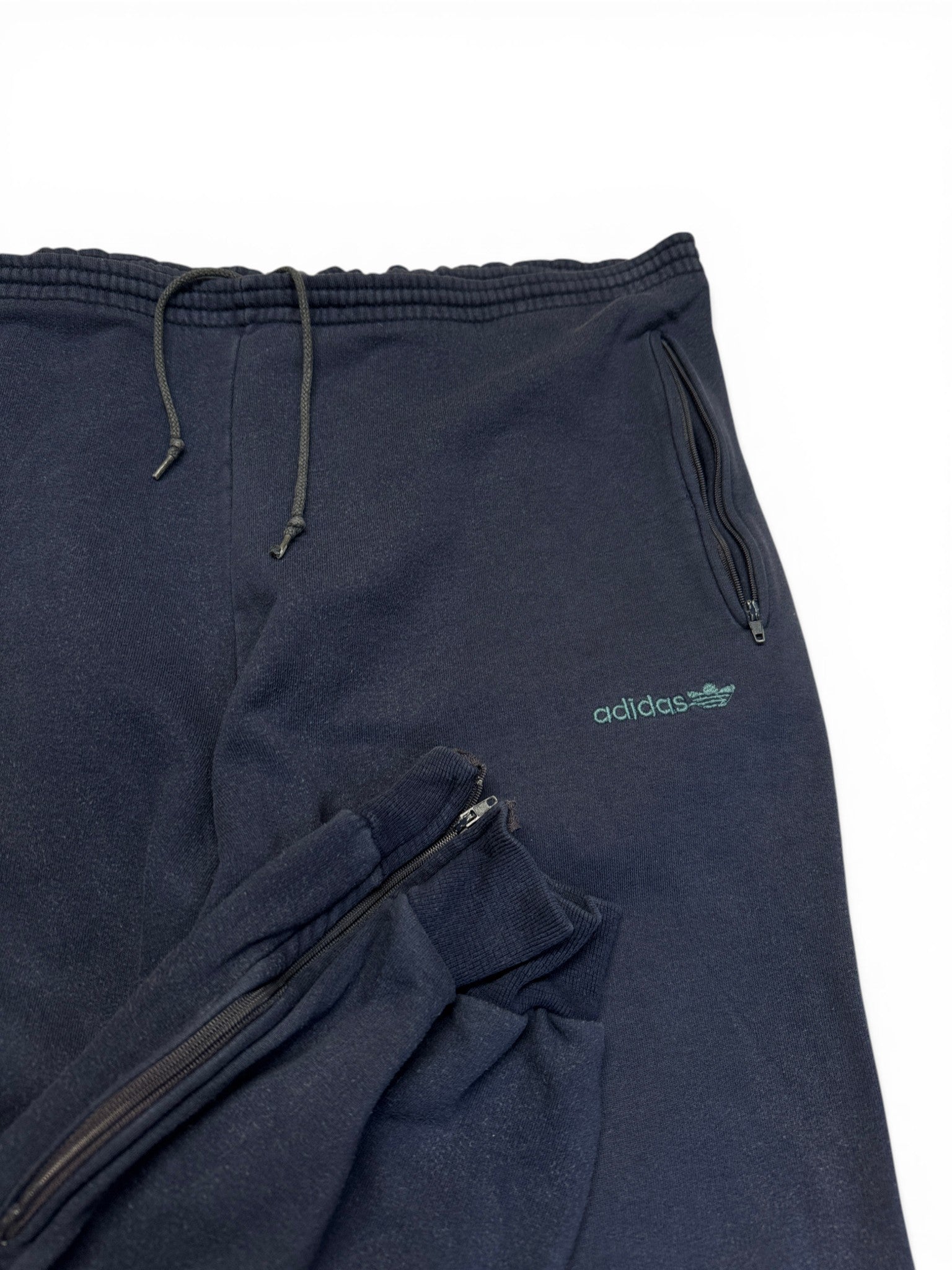 90s Adidas Sweatsuit Full Zip Dunkelblau Grün D7 L