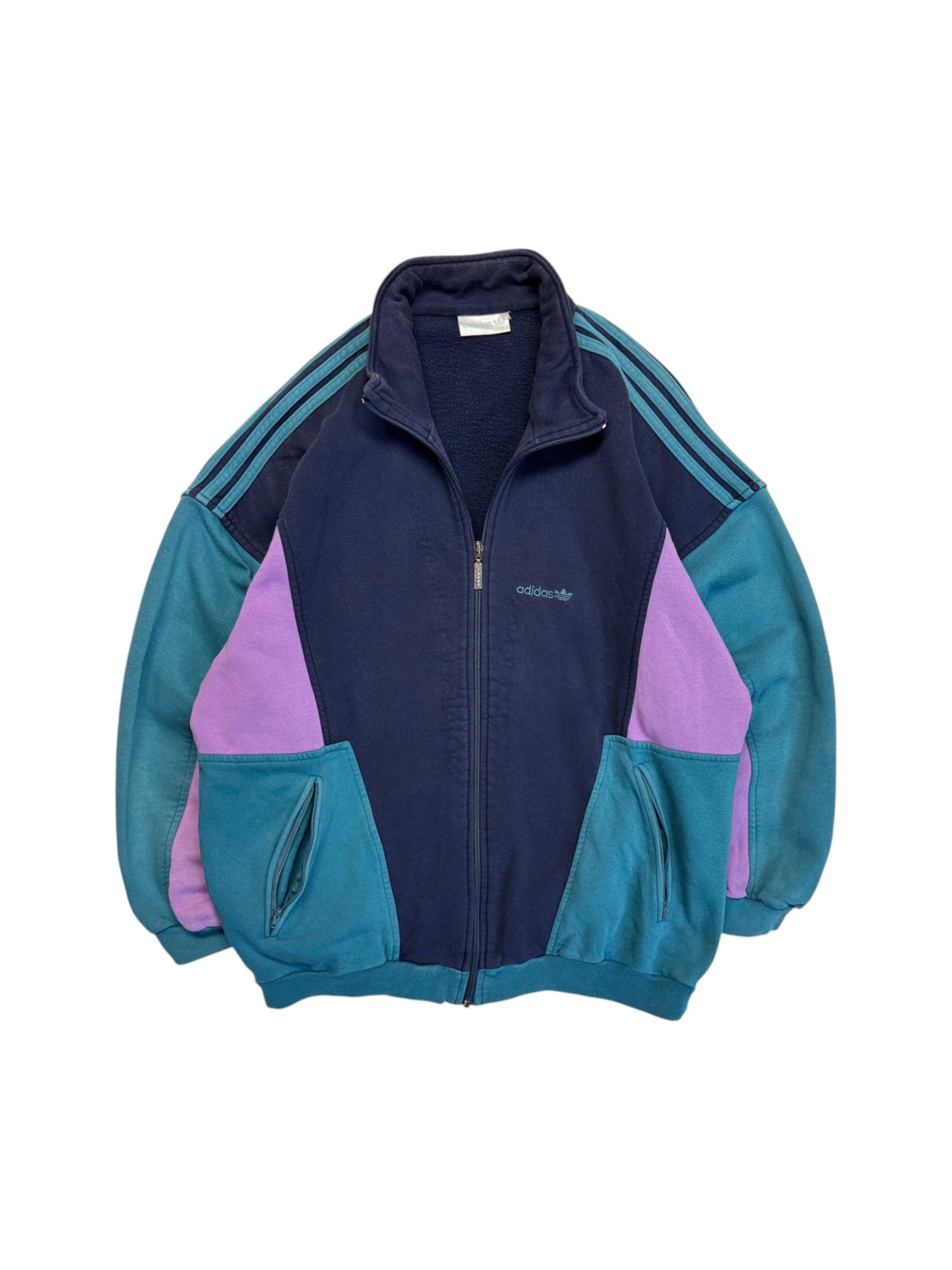 90s Adidas Sweatsuit Full Zip Dunkelblau Grün D7 L