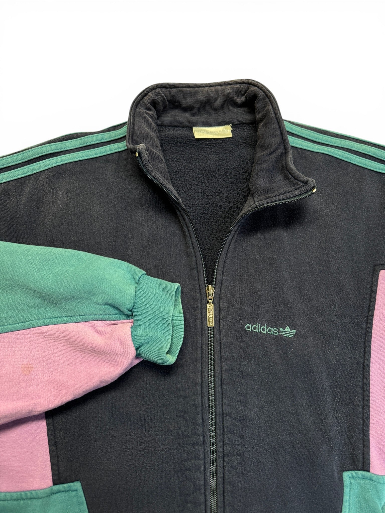 90s Adidas Sweatsuit Full Zip Dunkelblau Grün D7 L