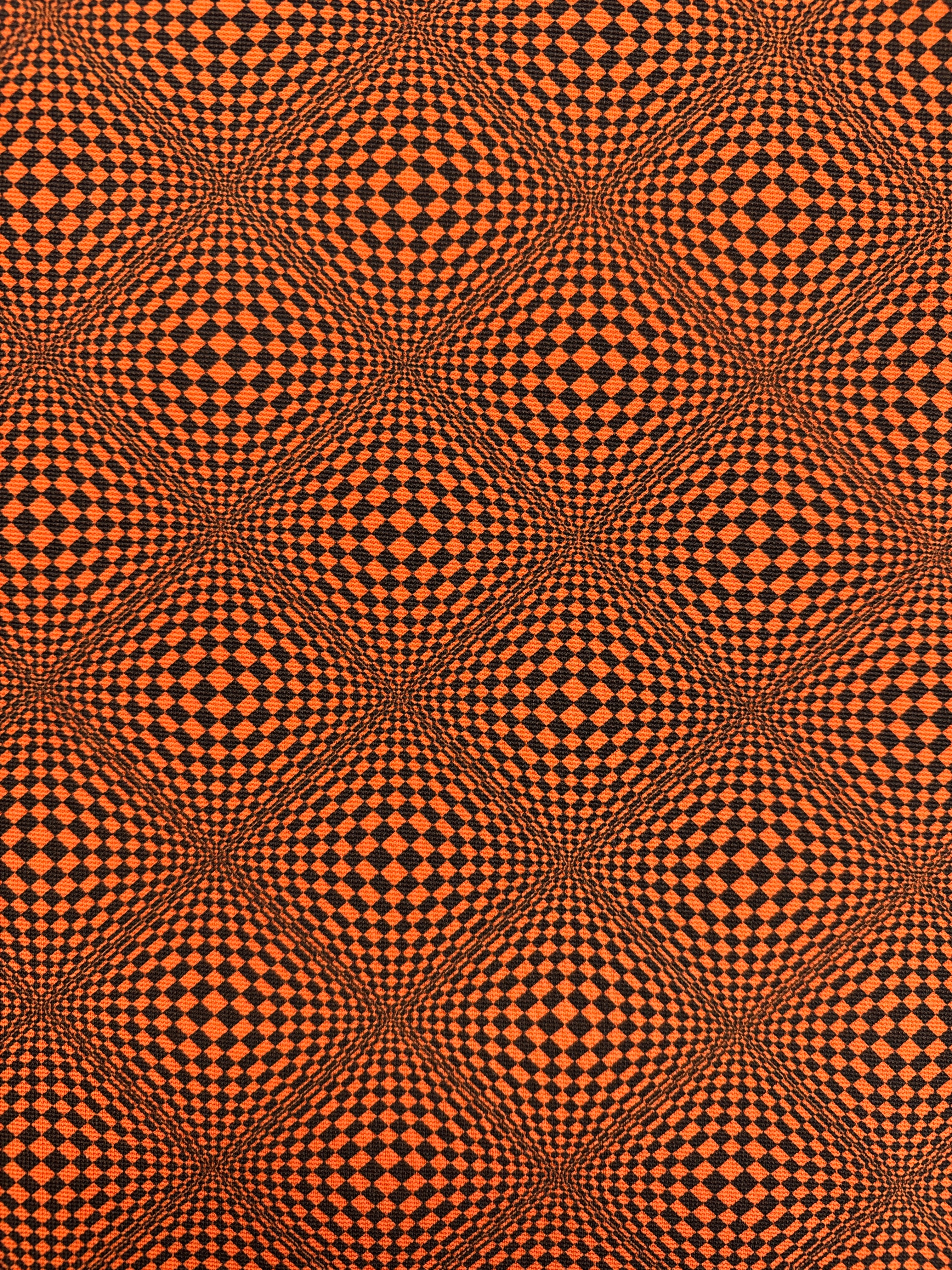 Vintage Avanti By C&A Shirt 90s Warped Checkerboard Schwarz Orange XL