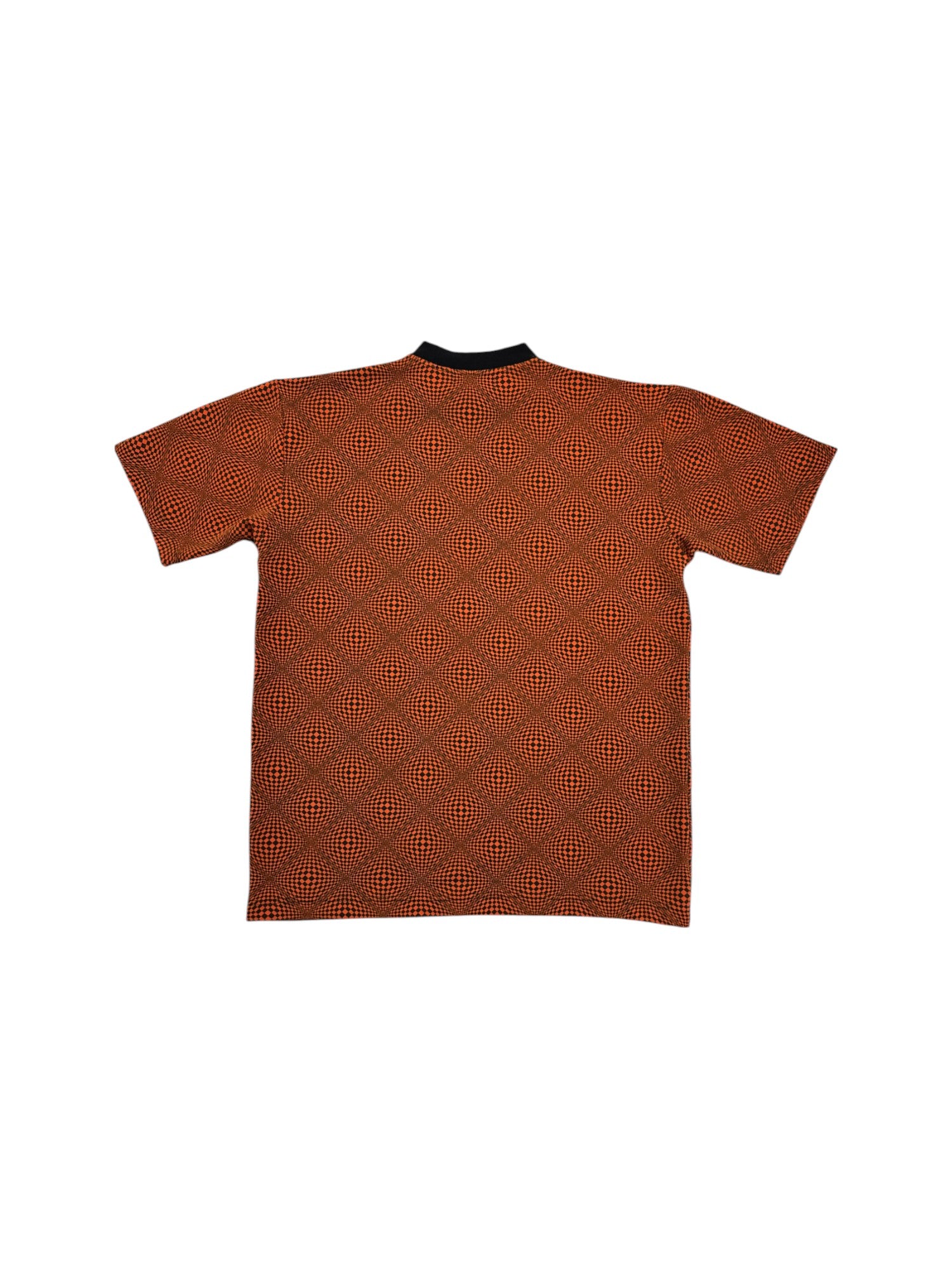 Vintage Avanti By C&A Shirt 90s Warped Checkerboard Schwarz Orange XL