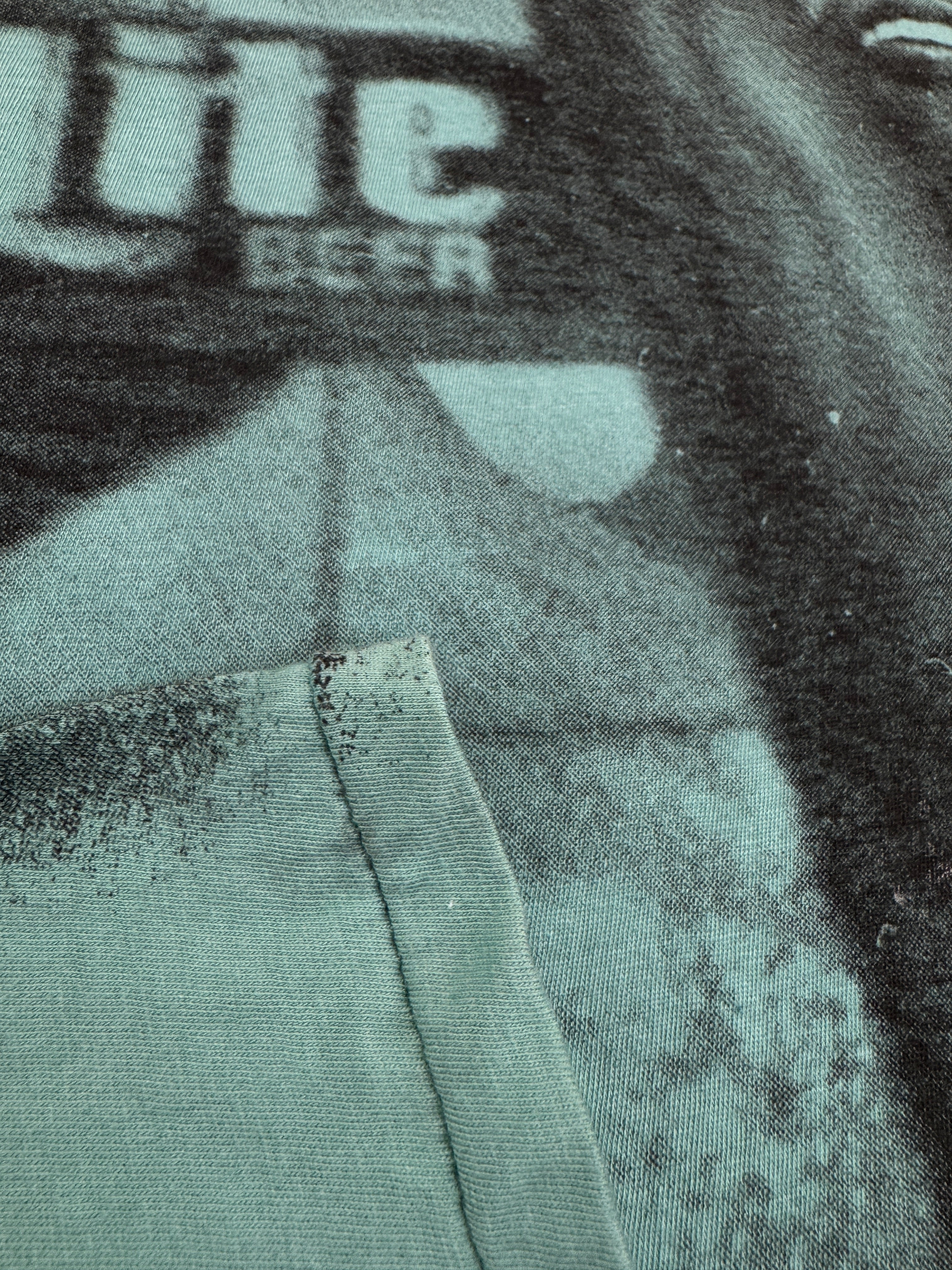 Vintage Shirt 90s AOP Beach Volleyball Abstract Photo Print Single Stitch Grün Schwarz L