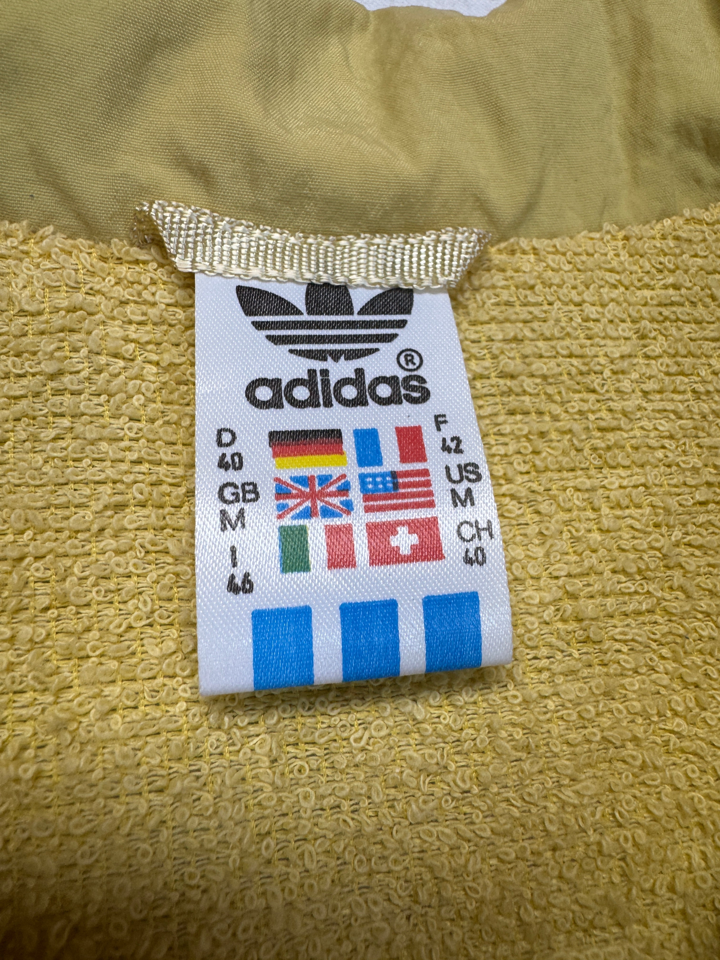 80s Adidas Damen Skianzug Neu Made In West Germany Velours Futter Grau Gelb D40 M