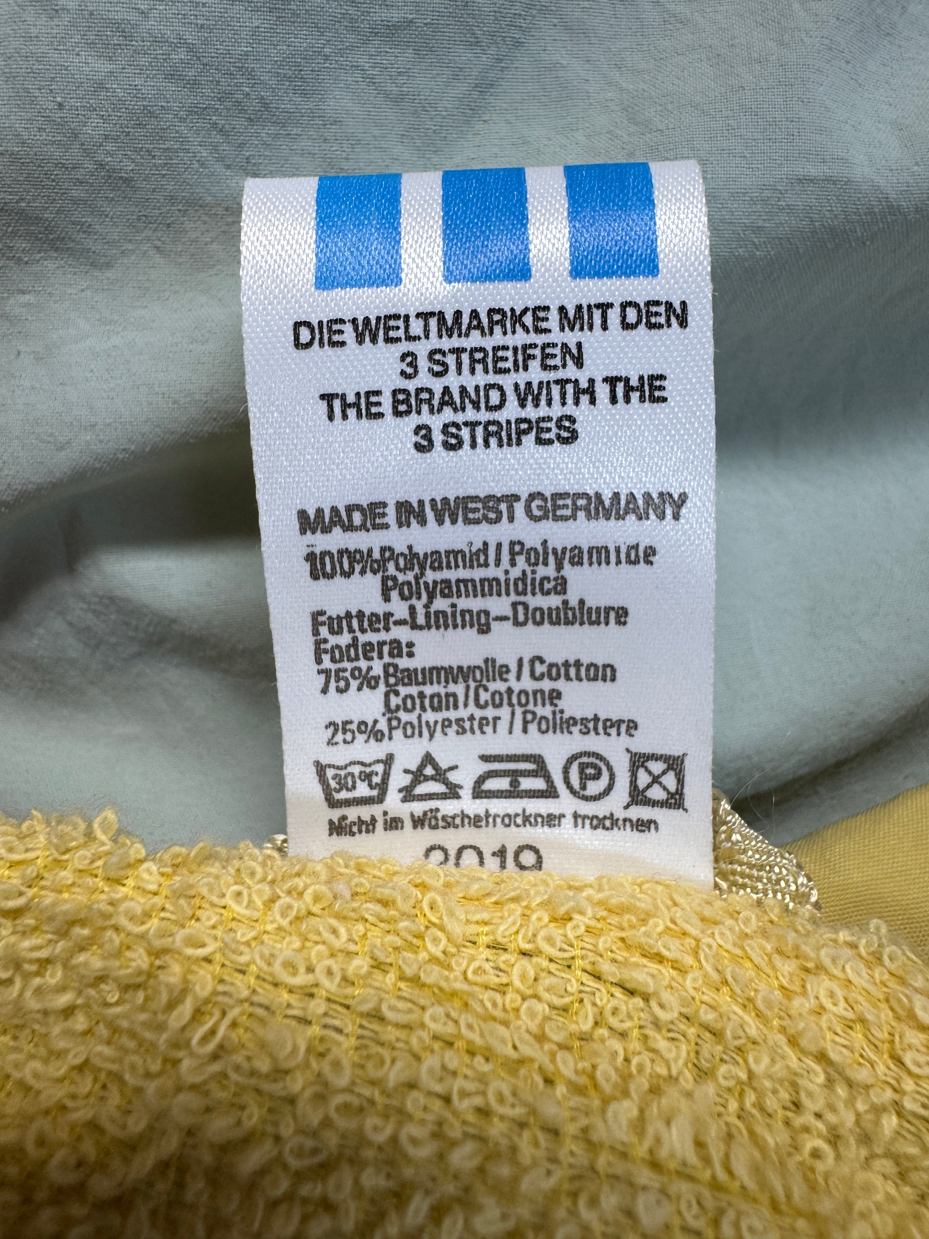80s Adidas Damen Skianzug Neu Made In West Germany Velours Futter Grau Gelb D40 M
