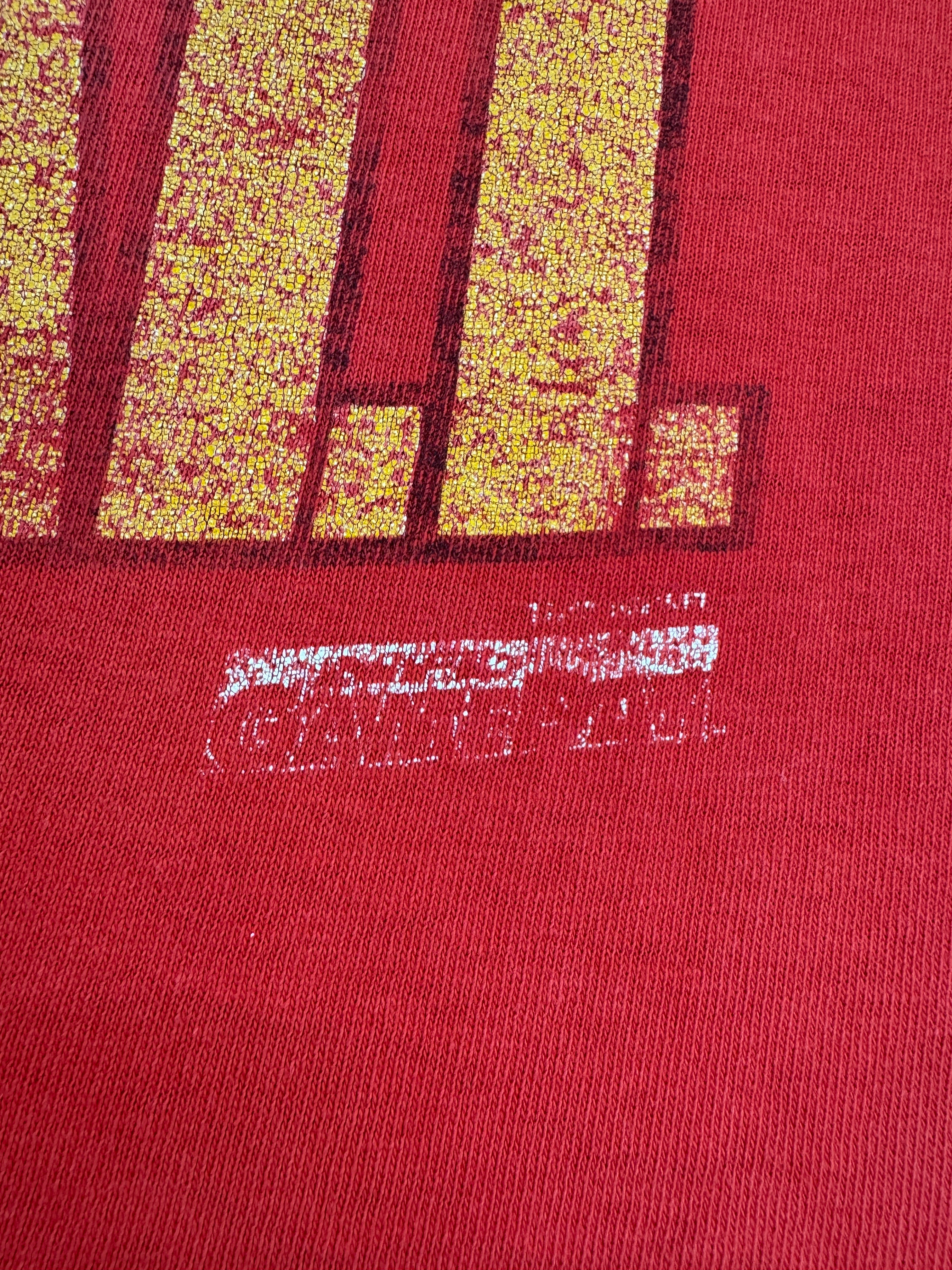 Vintage Official Fan Shirt 90s Trashed NFL Chiefs Football Single Stitch Made In USA Rot L