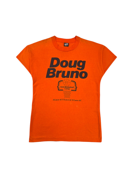 Vintage Fruit Of The Loom Damen Shirt 80s "Doug Bruno Girls Basketball Camp" Single Stitch Made In USA Orange XL