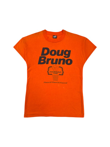Vintage Fruit Of The Loom Damen Shirt 80s "Doug Bruno Girls Basketball Camp" Single Stitch Made In USA Orange XL
