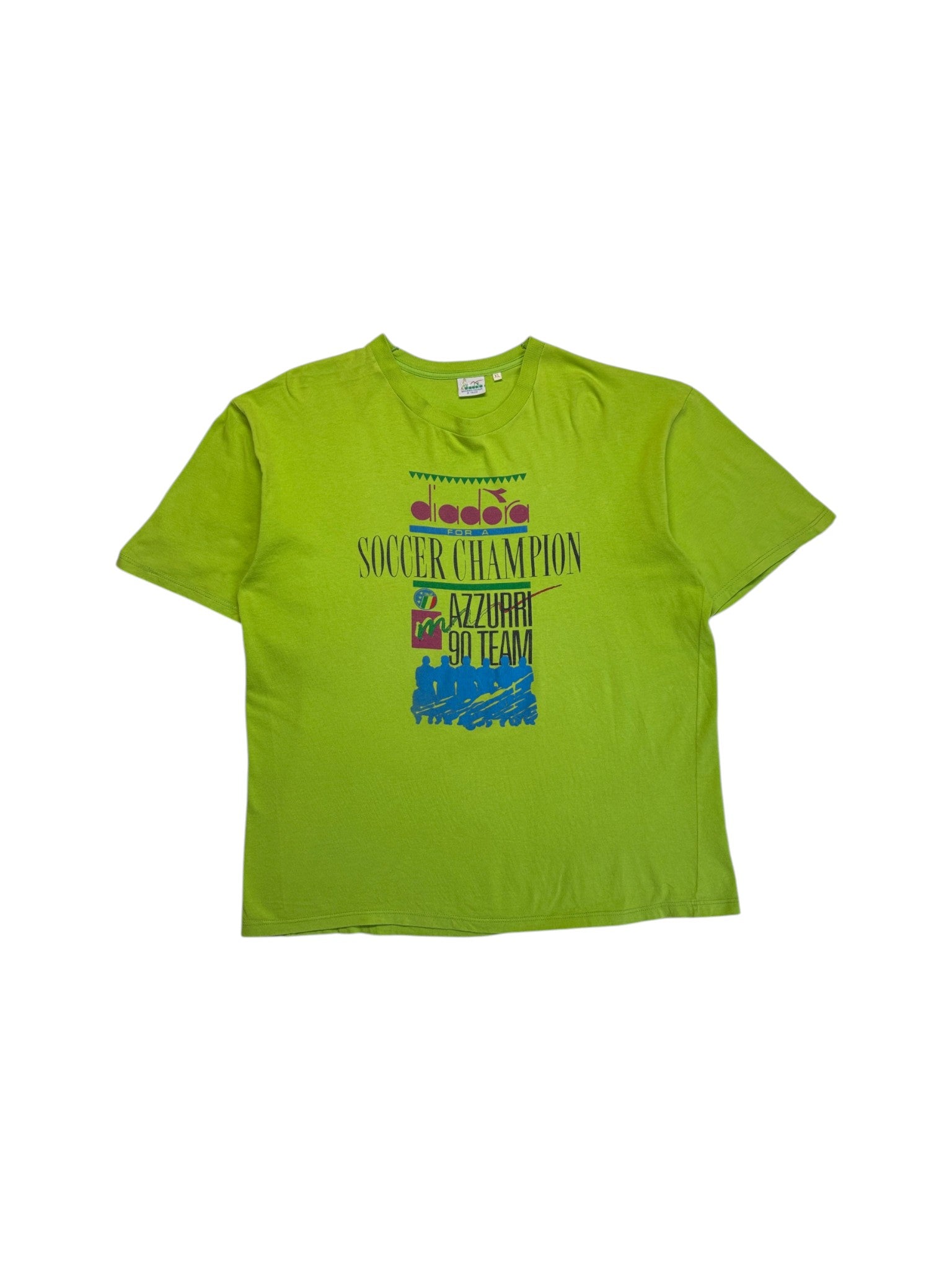 90s Diadora Shirt Italy Team Soccer Champion Made In Italy Grün