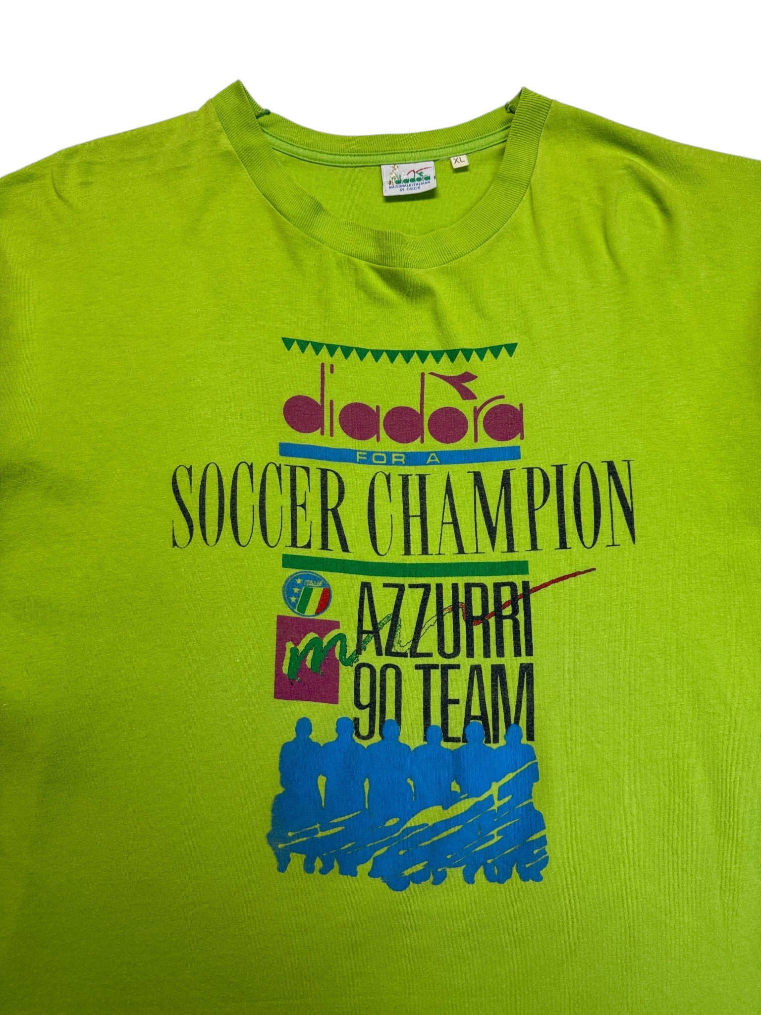90s Diadora Shirt Italy Team Soccer Champion Made In Italy Grün