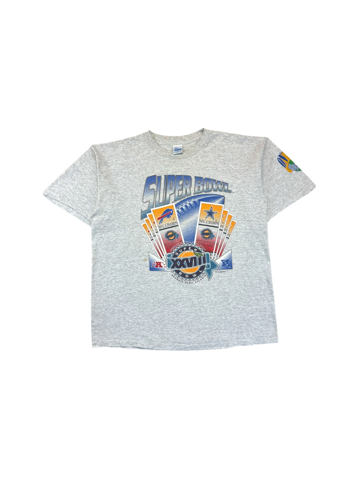 Vintage Salem Shirt 1994 Super Bowl Georgia Dome Atlanta Single Stitch Made In USA Heather Grau L
