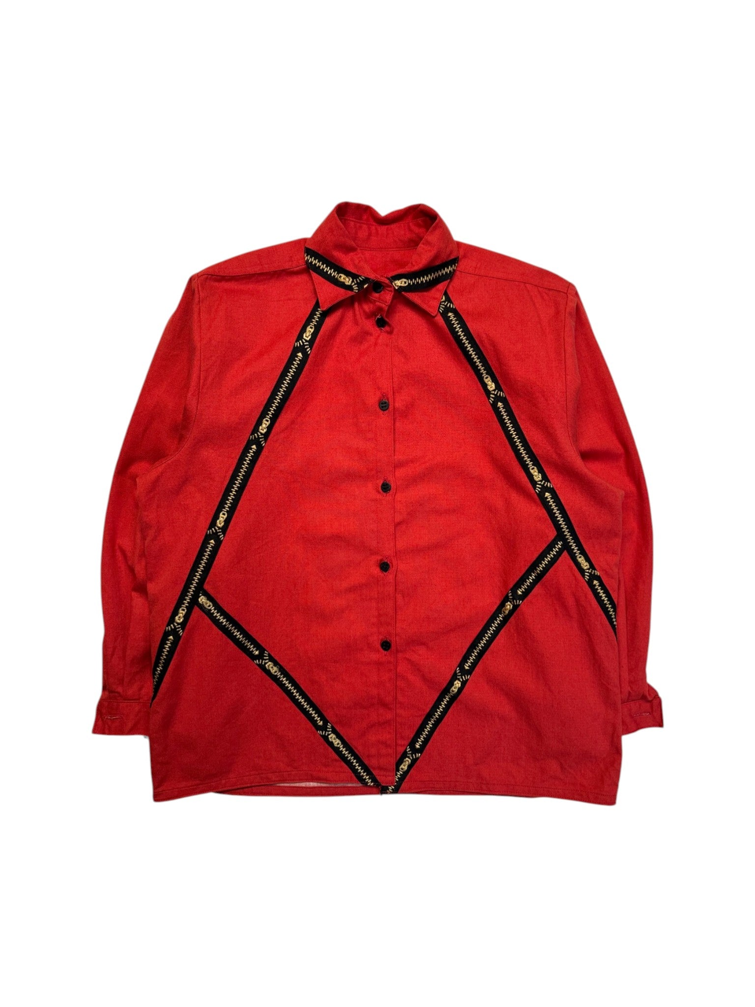 90s Handmade "Zipper" Hemd Rot S-M