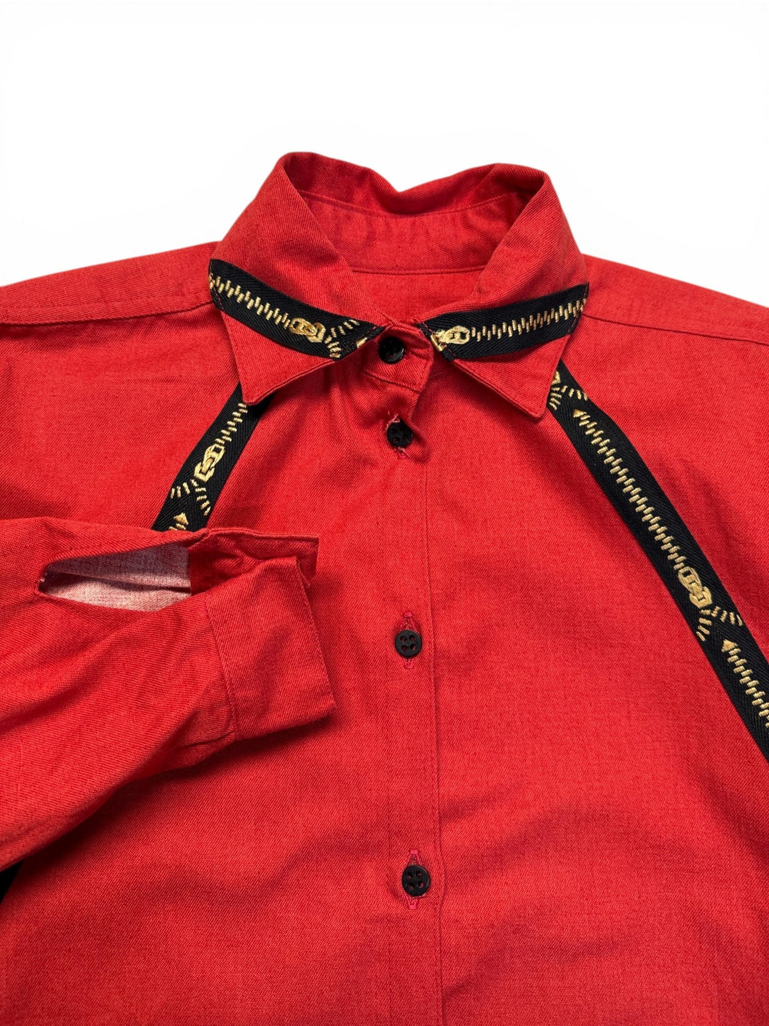 90s Handmade "Zipper" Hemd Rot S-M