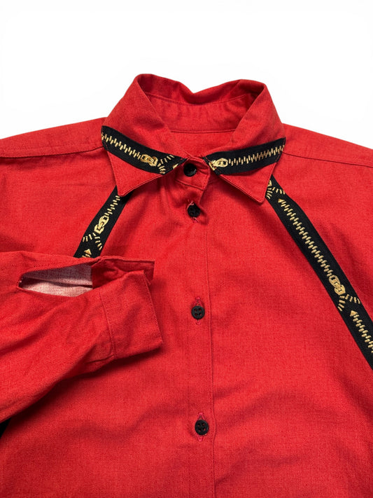 90s Handmade "Zipper" Hemd Rot S-M