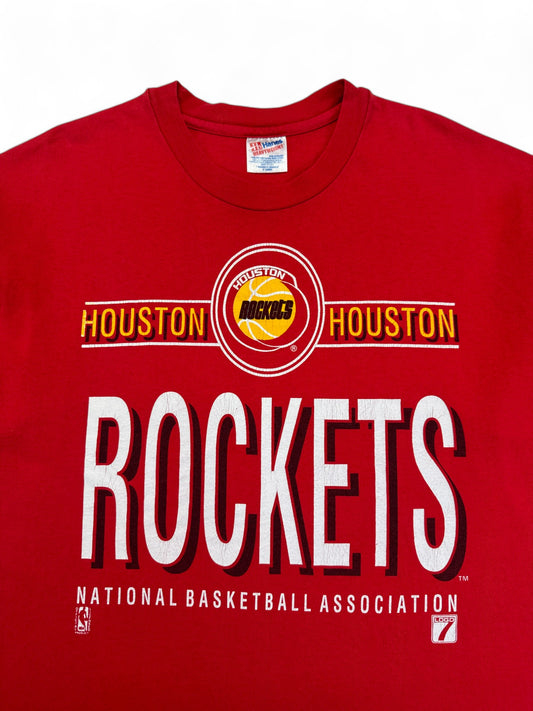 Vintage Hanes Shirt 90s NBA Houston Rockets Single Stitch Made In USA Rot XL