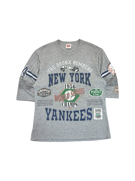 Rare! Vintage Long Gone Shirt 90s New York Yankees 1956 World Series Single Stitch Made in USA Grau L