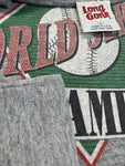 Rare! Vintage Long Gone Shirt 90s New York Yankees 1956 World Series Single Stitch Made in USA Grau L