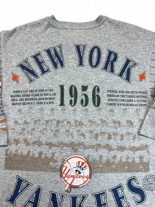 Rare! Vintage Long Gone Shirt 90s New York Yankees 1956 World Series Single Stitch Made in USA Grau L