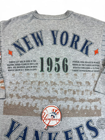 Rare! Vintage Long Gone Shirt 90s New York Yankees 1956 World Series Single Stitch Made in USA Grau L