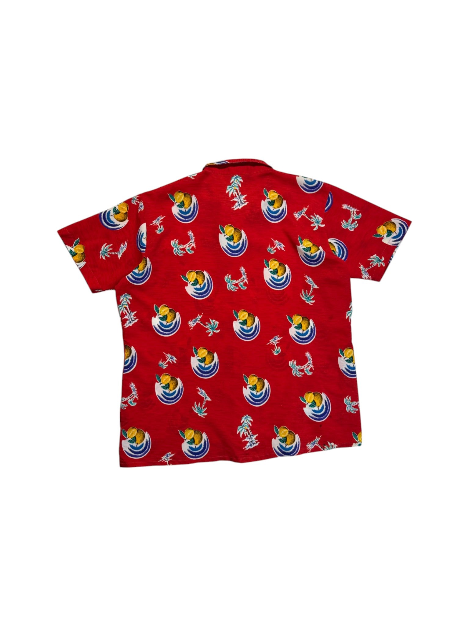 80s Stage Hawaii Hemd Island Print Made In Korea Rot XL