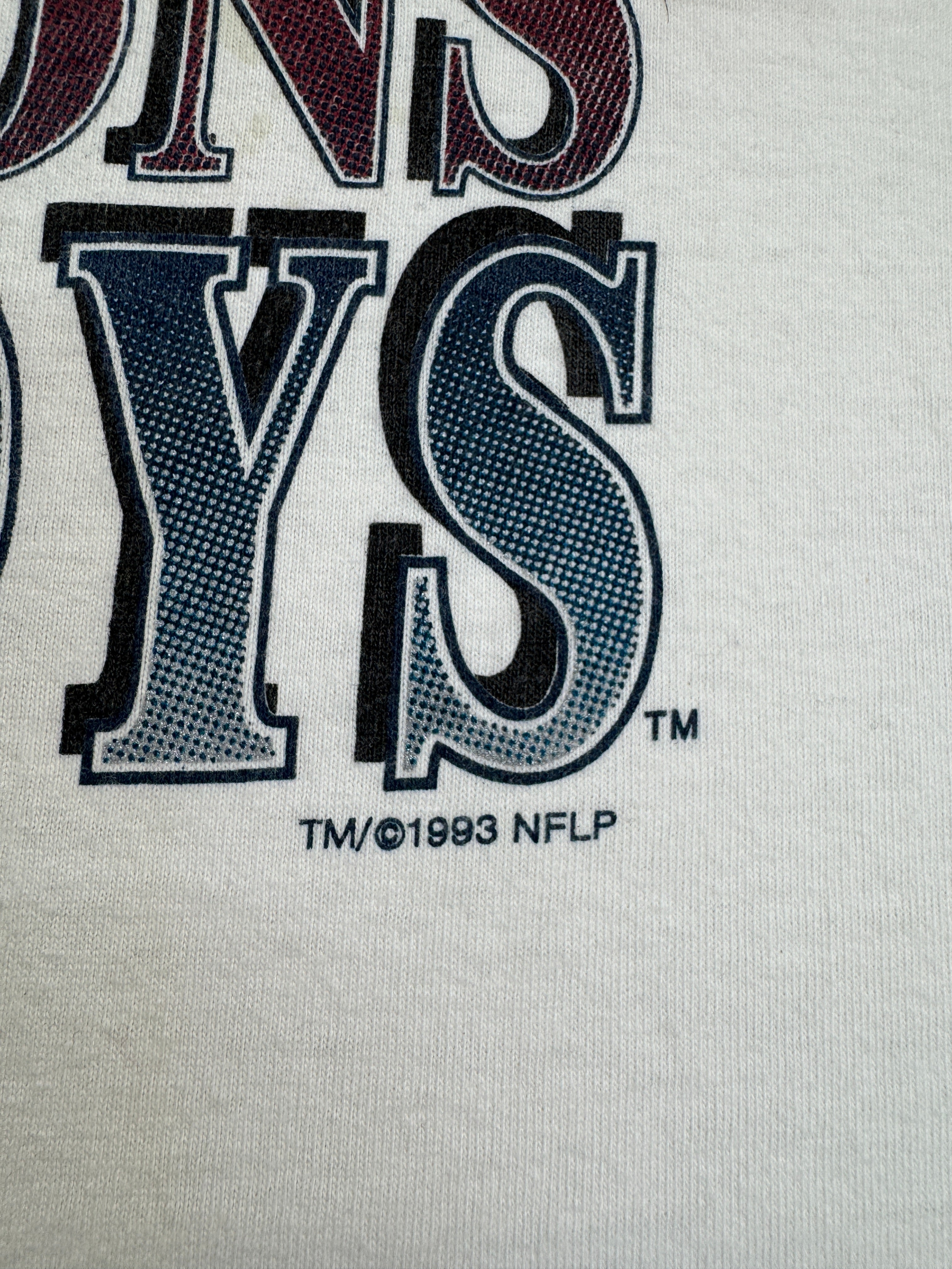 Vintage Fruit Of The Loom Shirt 1993 Super Bowl Cowboys X Bills Single Stitch Made In USA Weiß L