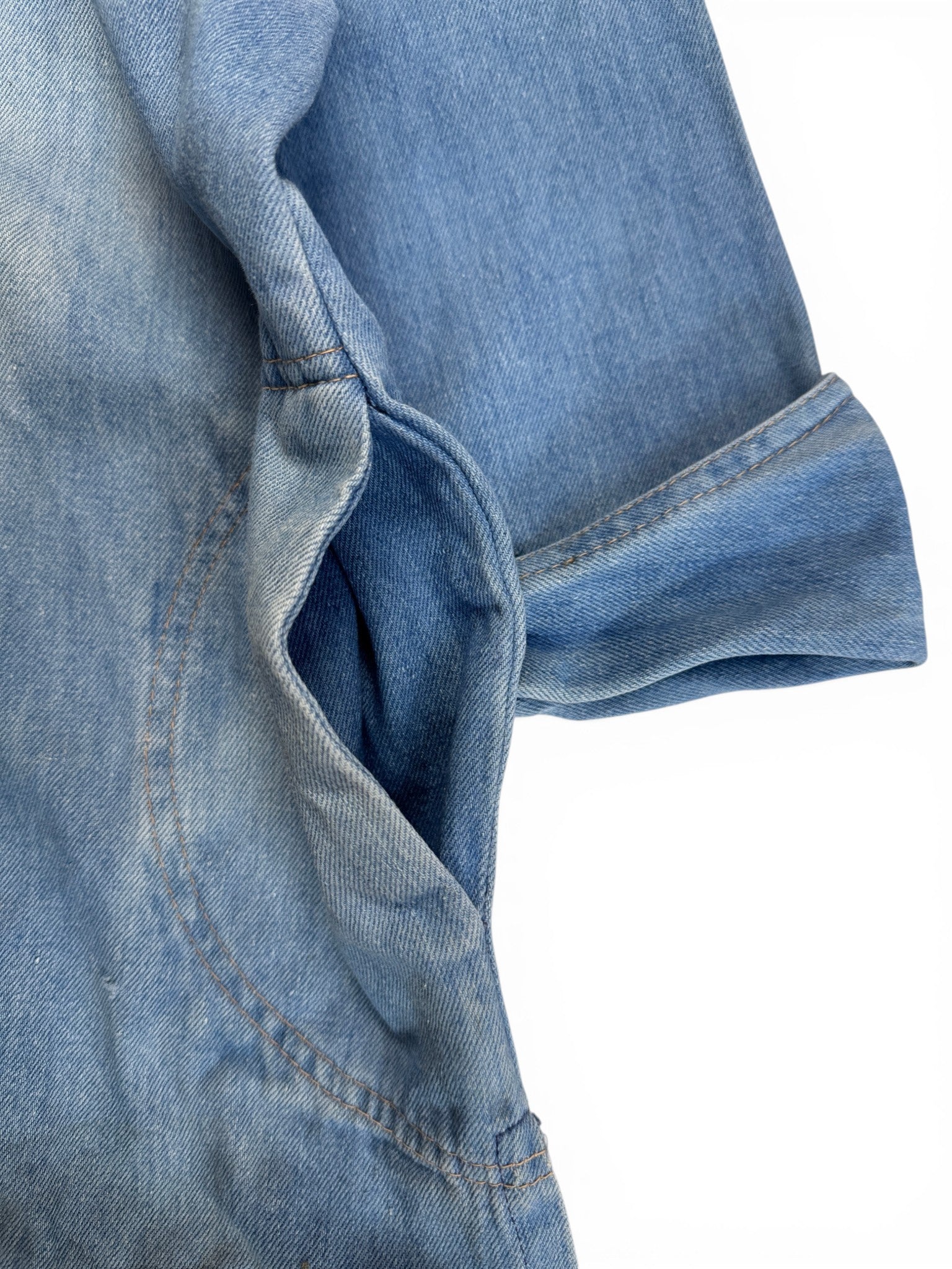 80s Lasso Faded Denim Smock Made In Hong Kong Blau S-M
