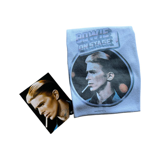 Rare! Vintage Tour Ringer-Shirt David Bowie On Stage 1976 Inkl. Autogrammkarte Single Stitch Weiß M