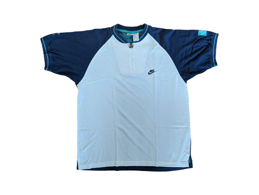 Rare! Vintage Nike Poloshirt Challenge Court Andre Agassi Weiß Dunkelblau L