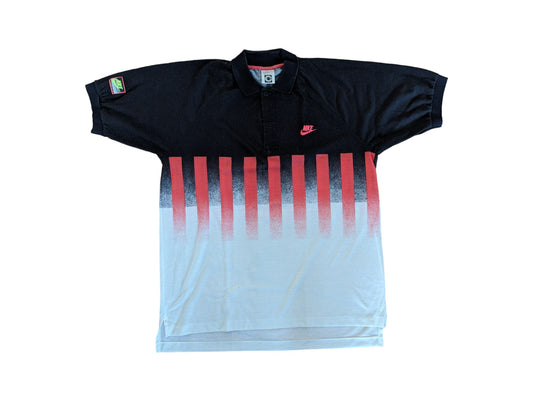 Rare! Vintage Nike Poloshirt Challenge Court Andre Agassi 1990 Weiß Rot L
