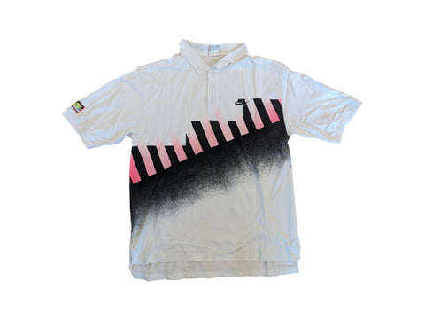 Rare! Vintage Nike Poloshirt 1989 Challenge Court Andre Agassi Weiß Pink XL