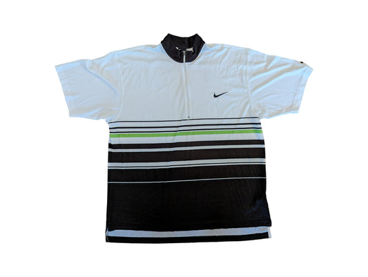 Vintage Nike Poloshirt Challenge Court Andre Agassi Gestreift Made In USA Weiß Grün XL