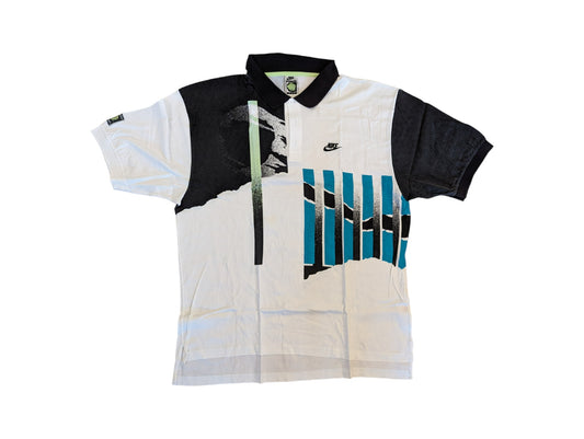 Rare! Vintage Nike Poloshirt Challenge Court Andre Agassi Weiß Türkis XXL
