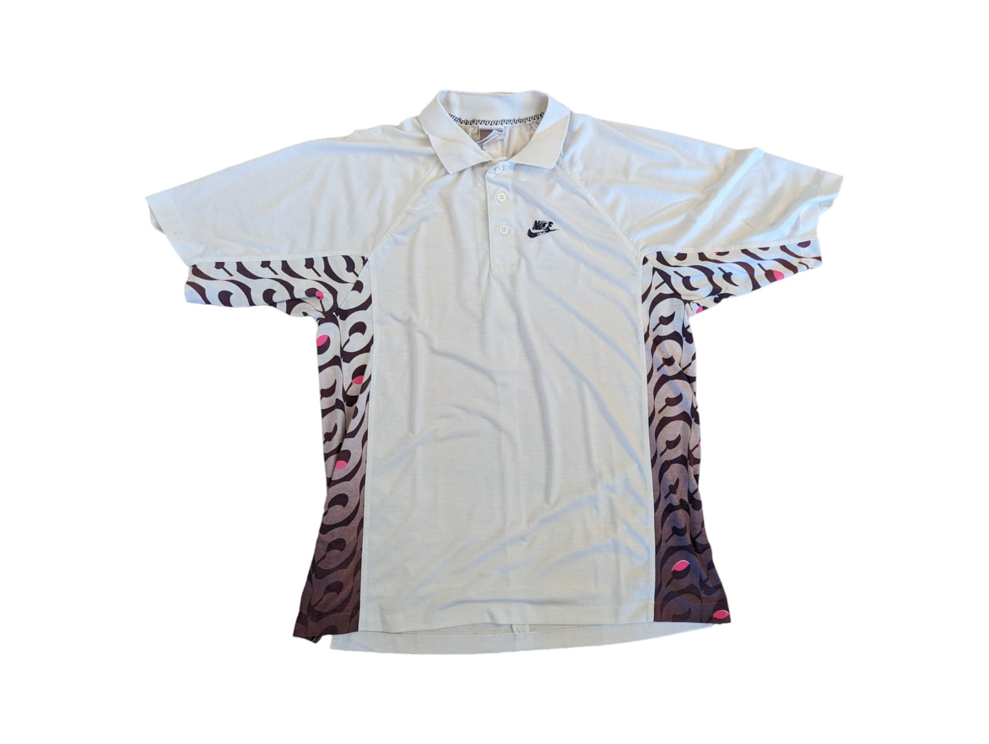 Rare! Vintage Nike Poloshirt 1989 Challenge Court McEnroe Made In Italy Weiß Schwarz L