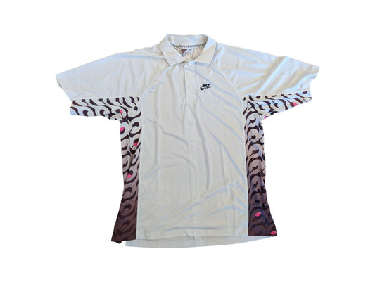 Rare! Vintage Nike Poloshirt 1989 Challenge Court McEnroe Made In Italy Weiß Schwarz L