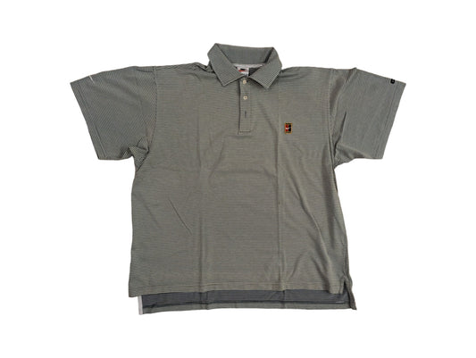 Vintage Nike Poloshirt Tennis Gestreift Weiß Braun L