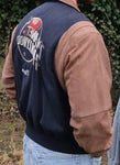 Vintage Planet Hollywood Bomberjacke 1990 Paris Made In Korea Wolle & Leder Schwarz Braun M