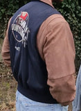 Vintage Planet Hollywood Bomberjacke 1990 Paris Made In Korea Wolle & Leder Schwarz Braun M