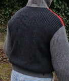 Vintage Iceberg Wolljacke 90s Mohair, Alpaka & Lederapplikationen Lampo Zip Made In Italy Rot Schwarz 44 M